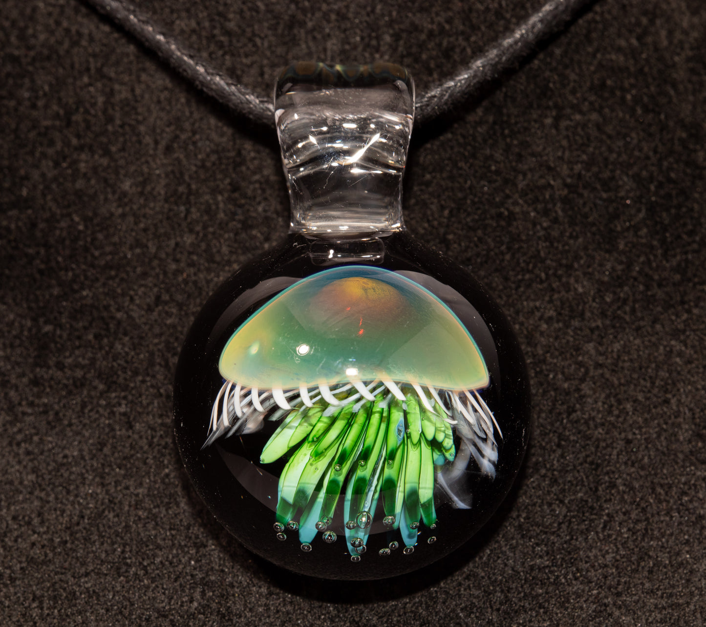 Artisan Jellyfish Pendant | Ocean-Inspired Glass Necklace | Handblown Glass Jewelry | Tropical Waters