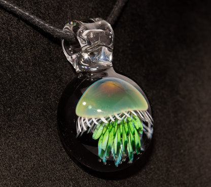 Artisan Jellyfish Pendant | Ocean-Inspired Glass Necklace | Handblown Glass Jewelry | Tropical Waters
