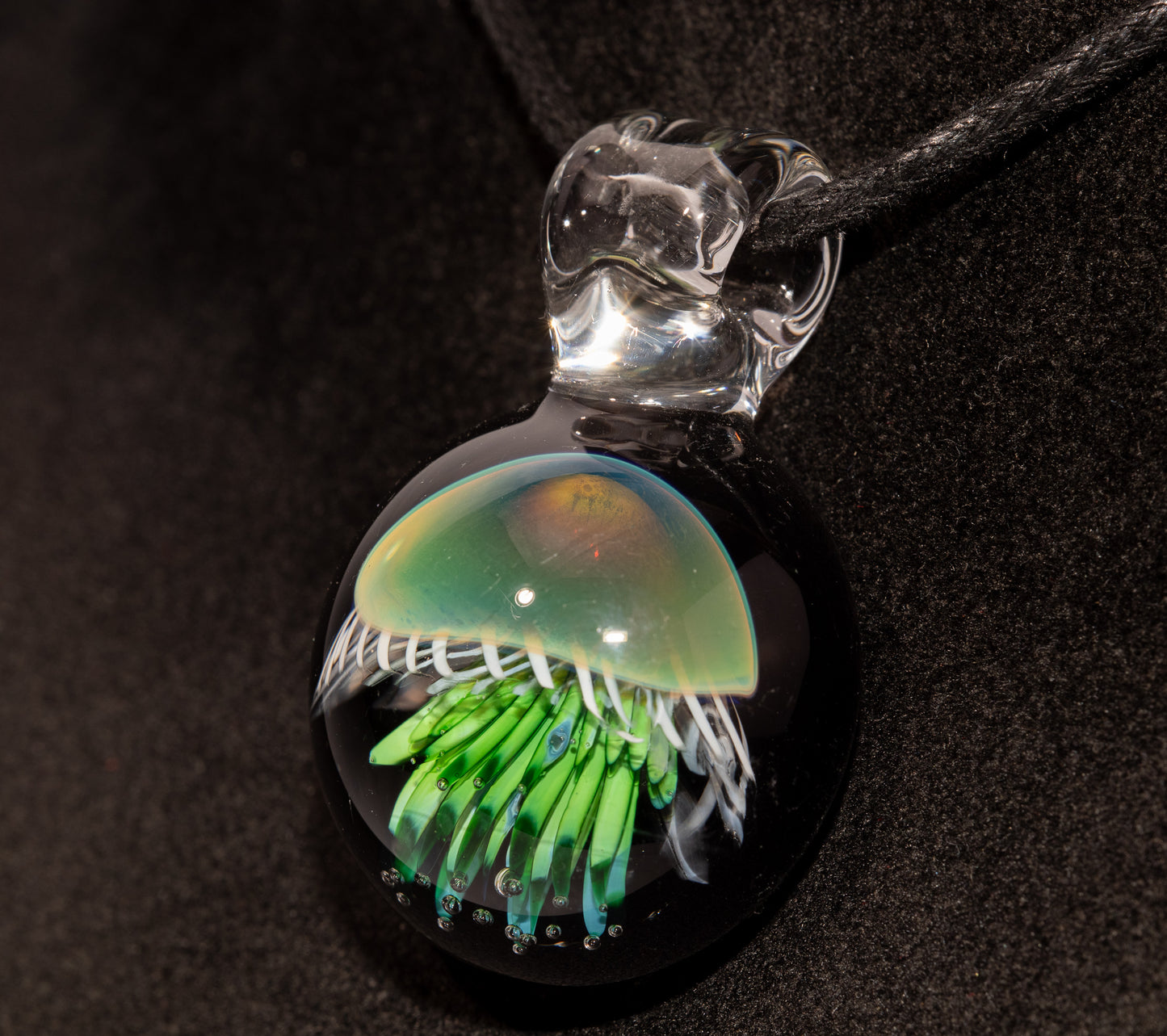 Artisan Jellyfish Pendant | Ocean-Inspired Glass Necklace | Handblown Glass Jewelry | Tropical Waters