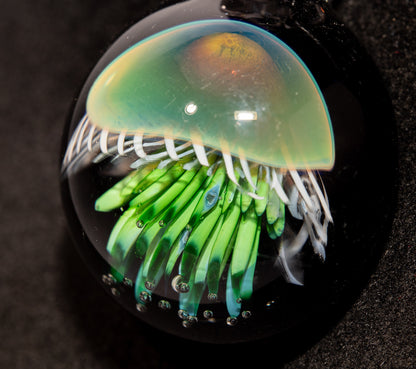 Artisan Jellyfish Pendant | Ocean-Inspired Glass Necklace | Handblown Glass Jewelry | Tropical Waters