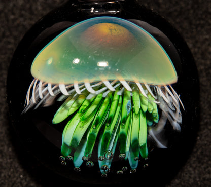 Artisan Jellyfish Pendant | Ocean-Inspired Glass Necklace | Handblown Glass Jewelry | Tropical Waters