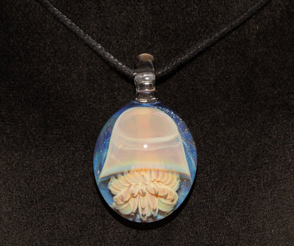 Jellyfish Glass Art Pendant | Handcrafted Ocean Jewelry | Silvered Glass Necklace | Sunlit Sea