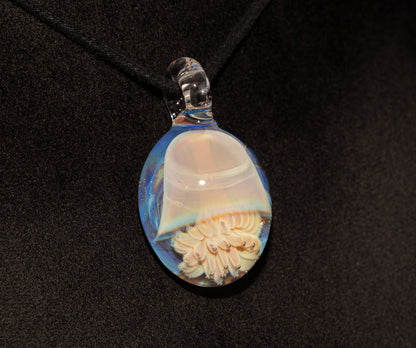 Jellyfish Glass Art Pendant | Handcrafted Ocean Jewelry | Silvered Glass Necklace | Sunlit Sea