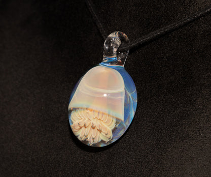 Jellyfish Glass Art Pendant | Handcrafted Ocean Jewelry | Silvered Glass Necklace | Sunlit Sea