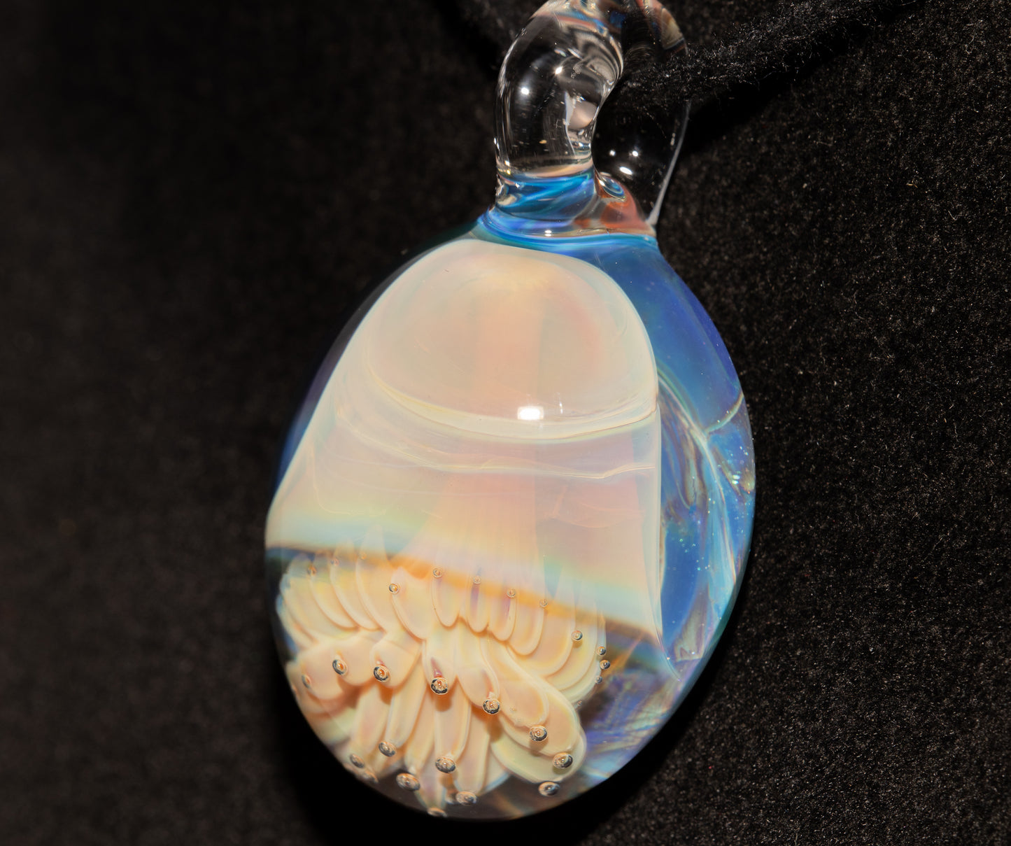 Jellyfish Glass Art Pendant | Handcrafted Ocean Jewelry | Silvered Glass Necklace | Sunlit Sea