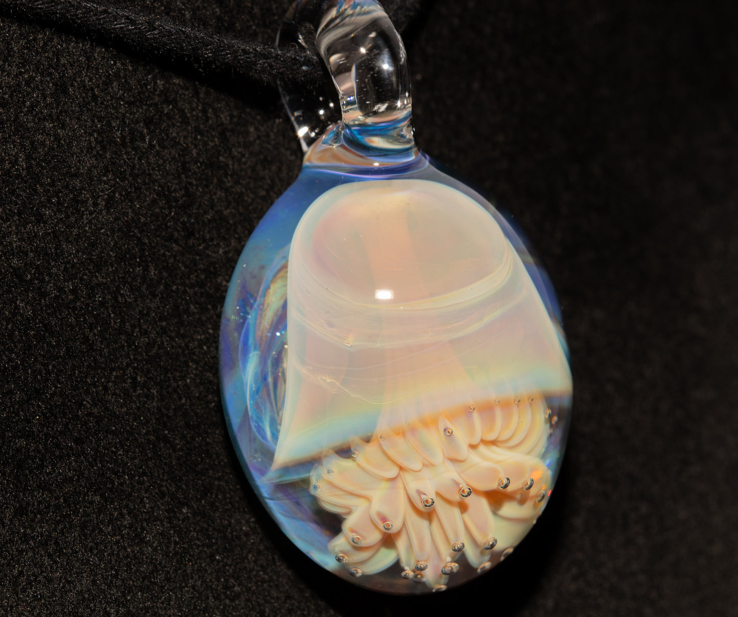 Jellyfish Glass Art Pendant | Handcrafted Ocean Jewelry | Silvered Glass Necklace | Sunlit Sea