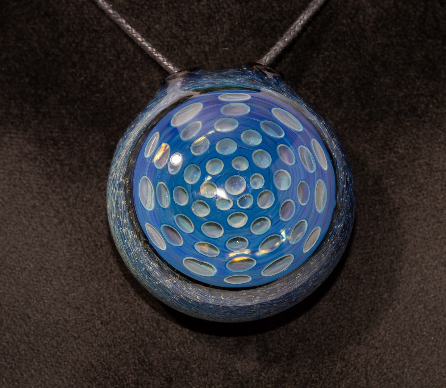 Geometric Honeycomb Lotus Pod Pendant | Handblown Glass Necklace | Unique Art Glass Jewelry