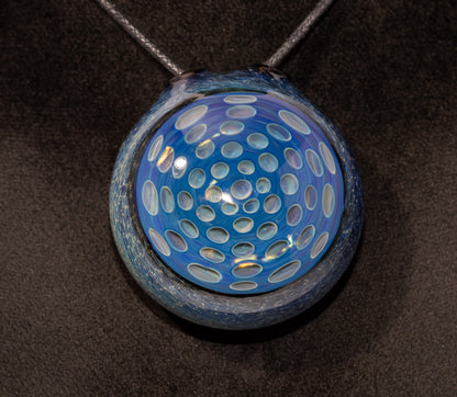Geometric Honeycomb Lotus Pod Pendant | Handblown Glass Necklace | Unique Art Glass Jewelry