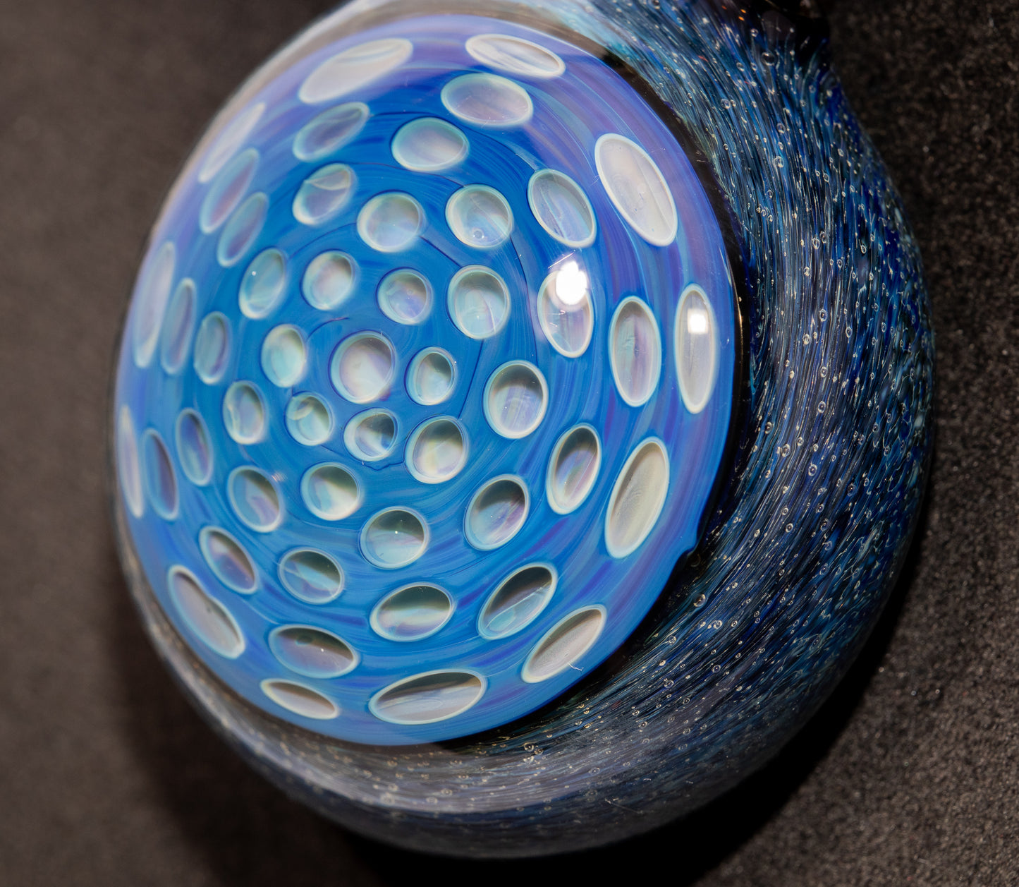 Geometric Honeycomb Lotus Pod Pendant | Handblown Glass Necklace | Unique Art Glass Jewelry