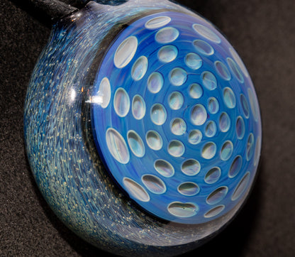 Geometric Honeycomb Lotus Pod Pendant | Handblown Glass Necklace | Unique Art Glass Jewelry