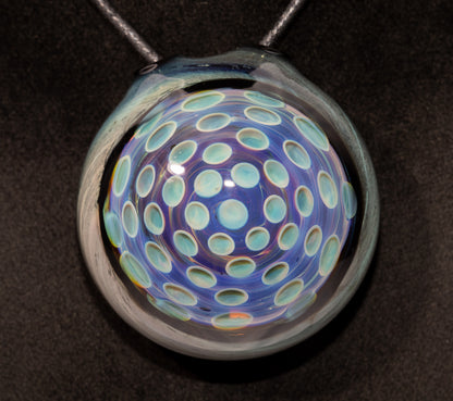 Handmade Lotus Pod Honeycomb Pendant | Dotted Glass Design | Unique Art Glass Jewelry | Hollow Dome