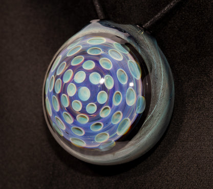 Handmade Lotus Pod Honeycomb Pendant | Dotted Glass Design | Unique Art Glass Jewelry | Hollow Dome