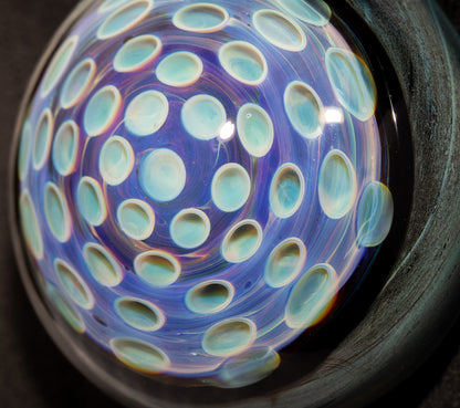 Handmade Lotus Pod Honeycomb Pendant | Dotted Glass Design | Unique Art Glass Jewelry | Hollow Dome