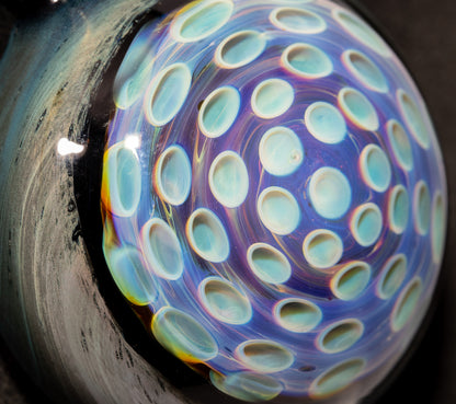 Handmade Lotus Pod Honeycomb Pendant | Dotted Glass Design | Unique Art Glass Jewelry | Hollow Dome