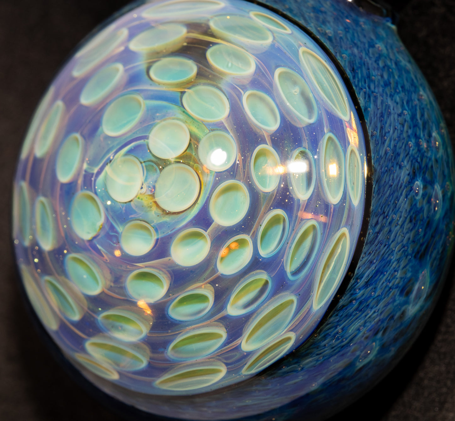 Honeycomb Dot Pattern Lotus Pod Pendant | Hand-Twisted Glass Jewelry | Artisan Necklace