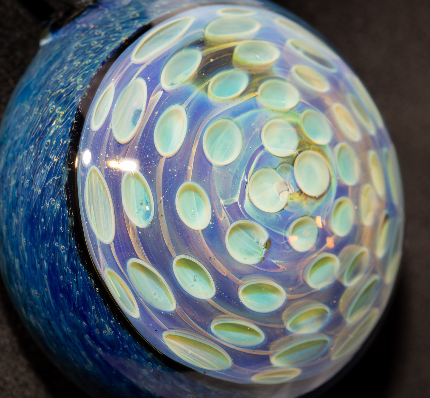 Honeycomb Dot Pattern Lotus Pod Pendant | Hand-Twisted Glass Jewelry | Artisan Necklace
