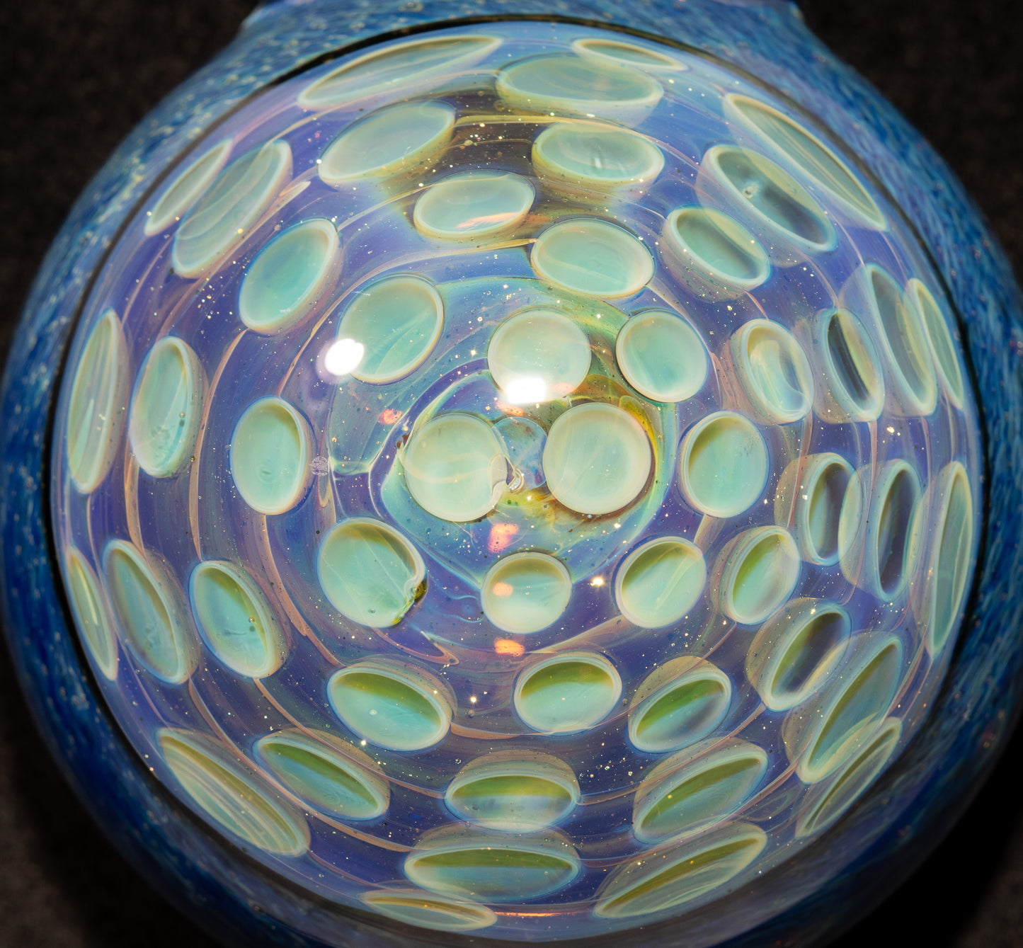 Honeycomb Dot Pattern Lotus Pod Pendant | Hand-Twisted Glass Jewelry | Artisan Necklace