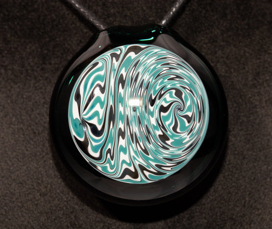 Hand-Twisted Wigwag Pendant | Hollow Glass Disk Necklace | Unique Art Glass Jewelry | Collectible Pendant