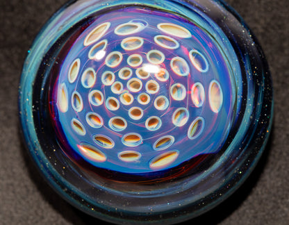 Honeycomb Lotus Pod Glass Pendant | Geometric Dot Stack Pattern | Artisan Blown Glass Necklace