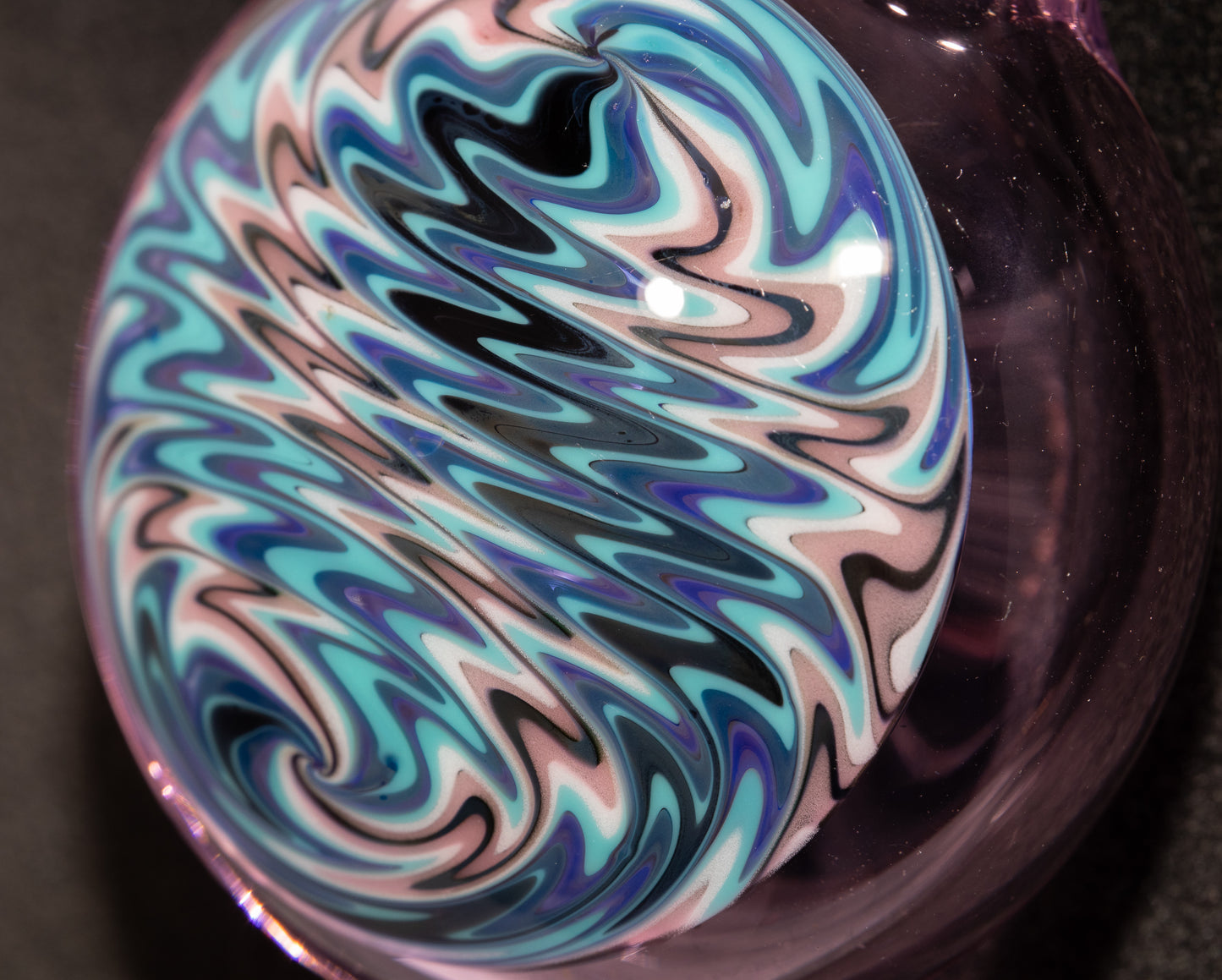 Hollow Wigwag Disk Pendant | Swirling Glass Art Jewelry | Handmade Glass Necklace | Artisan Pendant