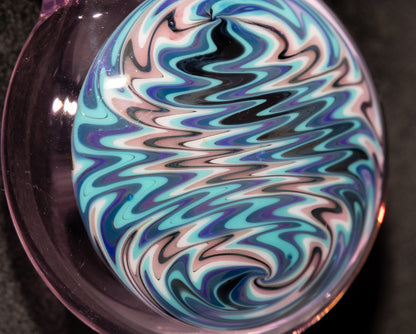 Hollow Wigwag Disk Pendant | Swirling Glass Art Jewelry | Handmade Glass Necklace | Artisan Pendant