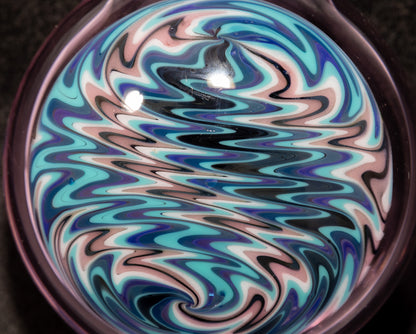 Hollow Wigwag Disk Pendant | Swirling Glass Art Jewelry | Handmade Glass Necklace | Artisan Pendant