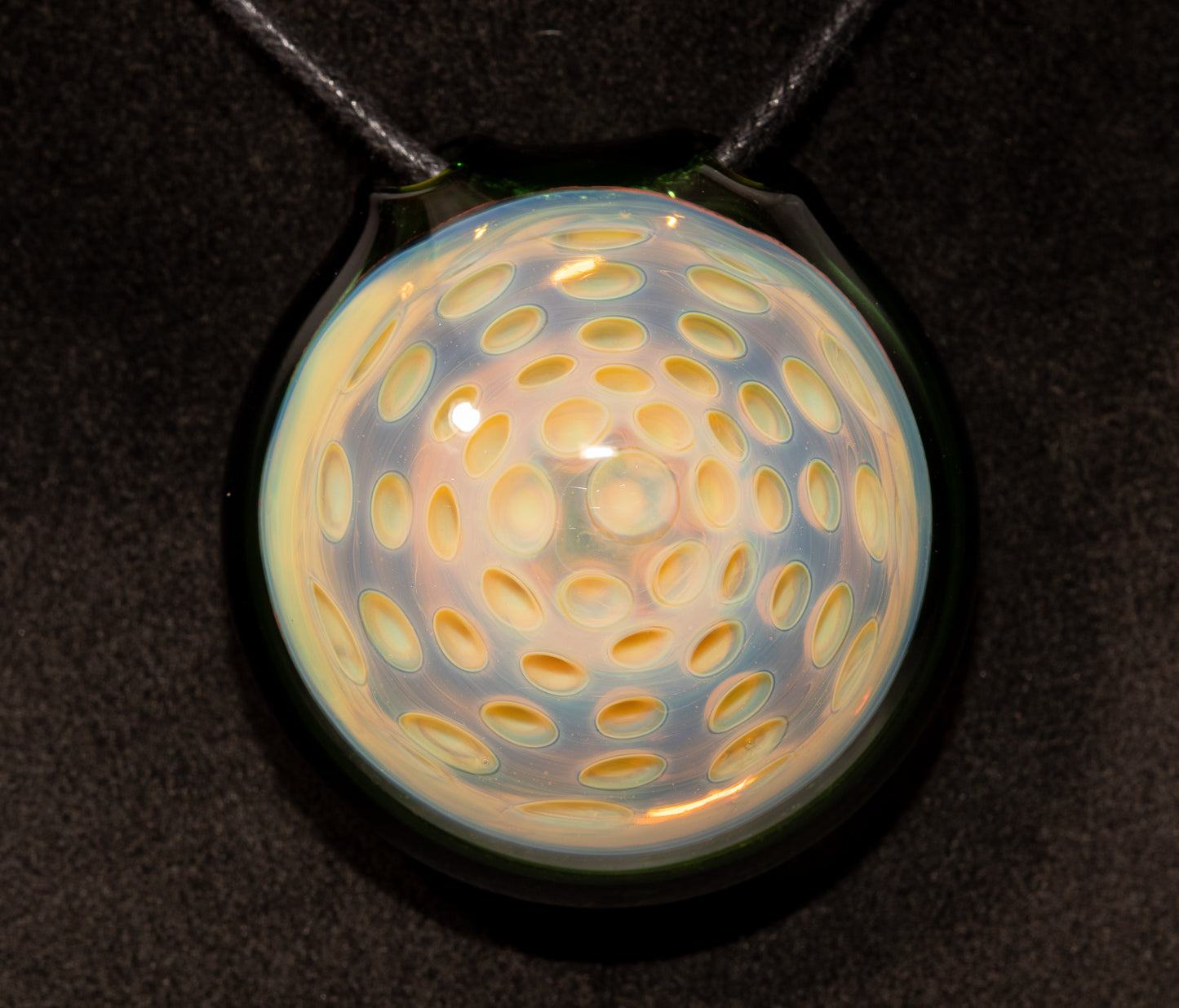 Honeycomb Lotus Pod Pendant | Dot Stack Glass Design | Handmade Glass Art Necklace | Artisan Jewelry