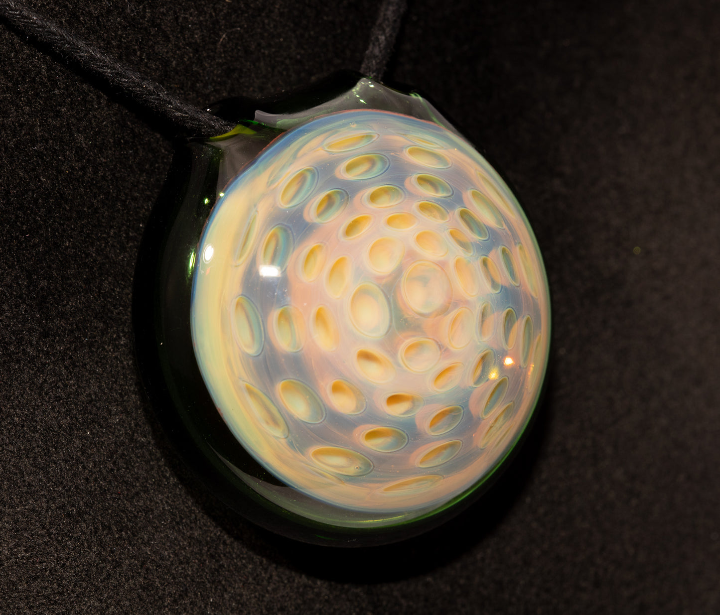 Honeycomb Lotus Pod Pendant | Dot Stack Glass Design | Handmade Glass Art Necklace | Artisan Jewelry