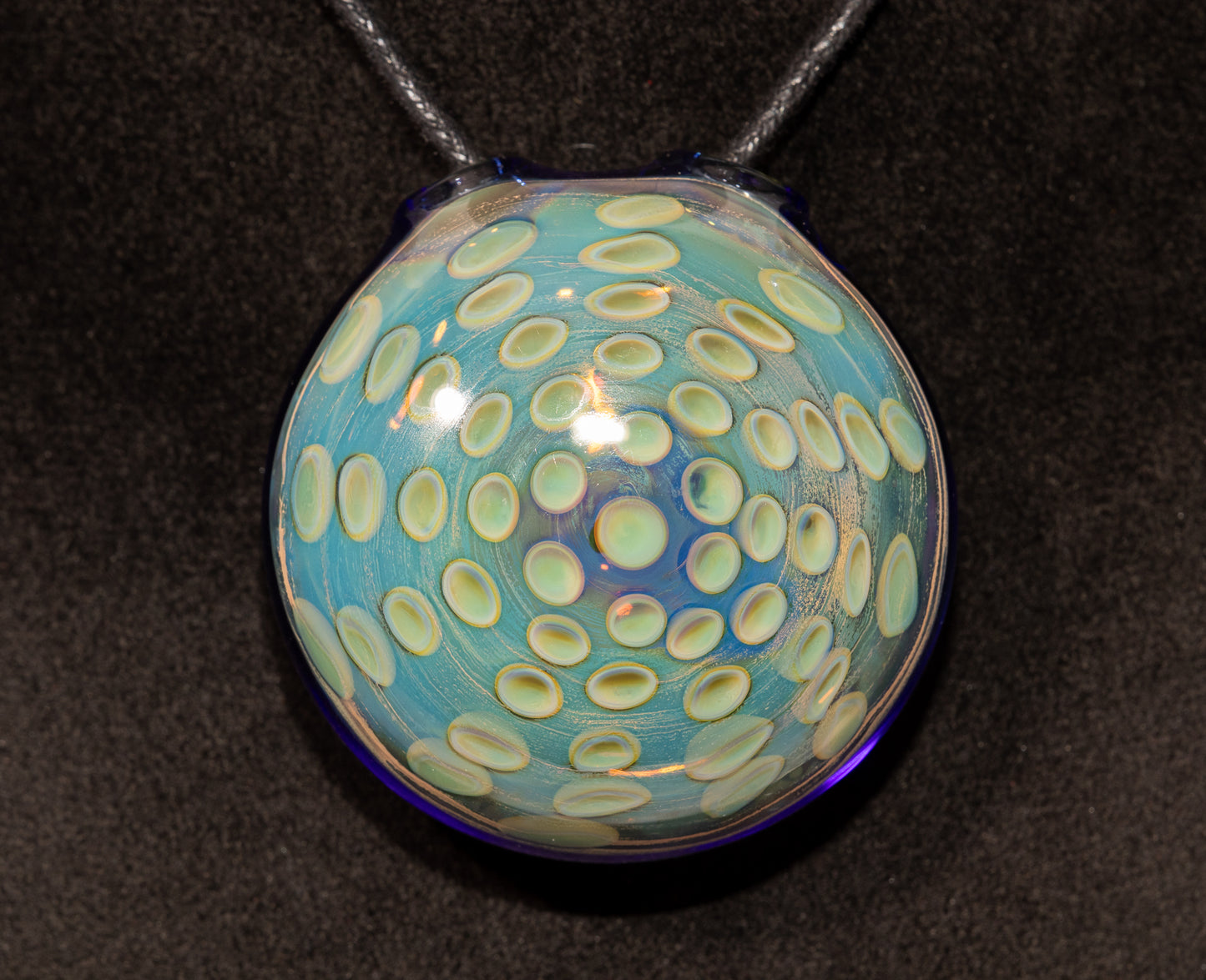Lotus Pod Honeycomb Disk Pendant | Geometric Glass Art Jewelry | Hollow Glass Necklace | Handcrafted