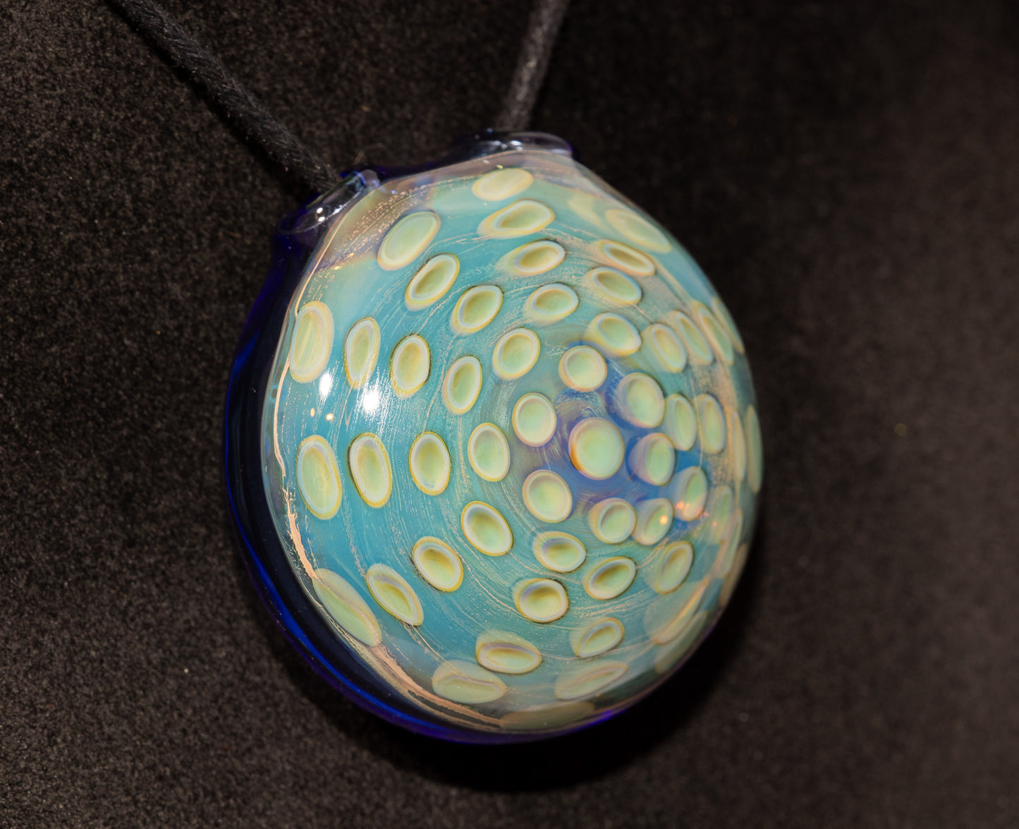 Lotus Pod Honeycomb Disk Pendant | Geometric Glass Art Jewelry | Hollow Glass Necklace | Handcrafted