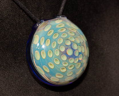 Lotus Pod Honeycomb Disk Pendant | Geometric Glass Art Jewelry | Hollow Glass Necklace | Handcrafted