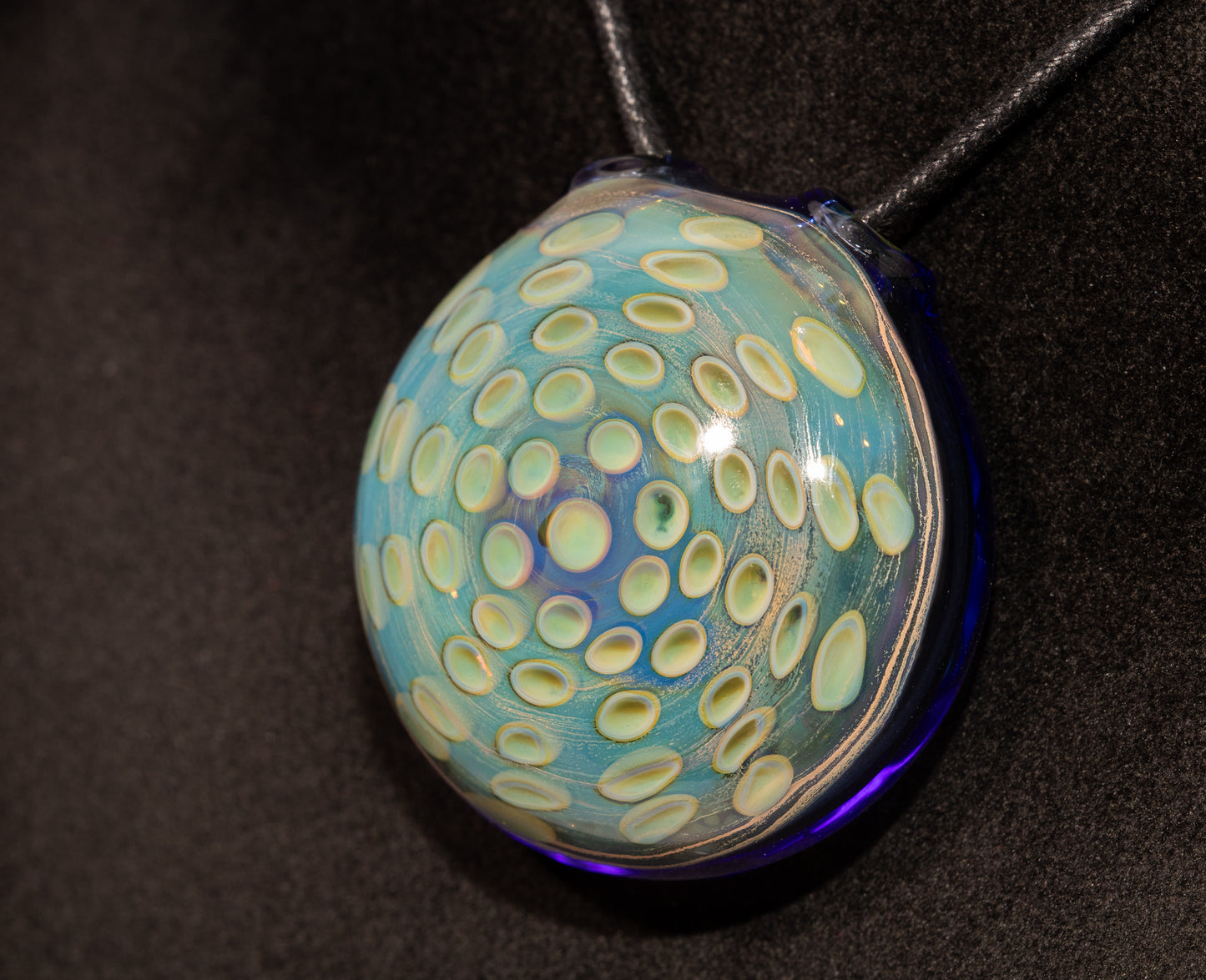 Lotus Pod Honeycomb Disk Pendant | Geometric Glass Art Jewelry | Hollow Glass Necklace | Handcrafted
