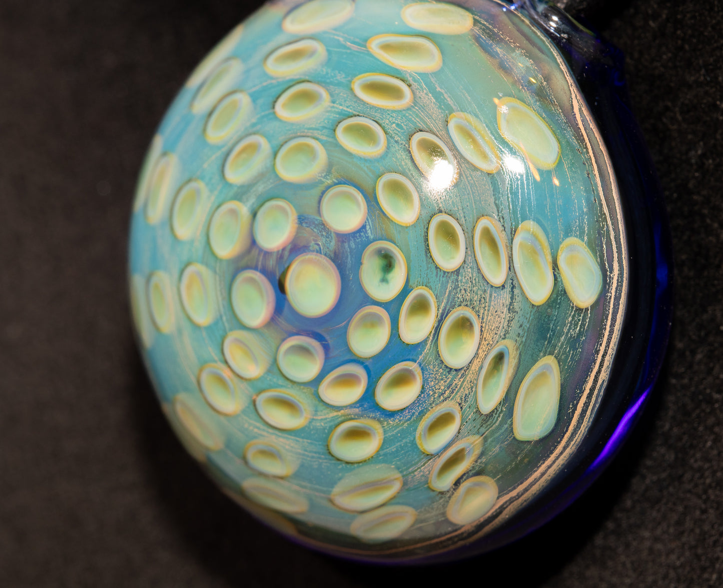 Lotus Pod Honeycomb Disk Pendant | Geometric Glass Art Jewelry | Hollow Glass Necklace | Handcrafted