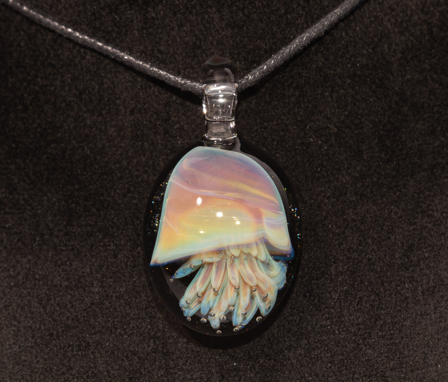 Underwater Jellyfish Pendant | Glass Necklace | Handblown Ocean Art Jewelry | Deep Sea