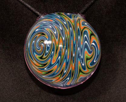 Twisted Wigwag Glass Pendant | Hollow Disk Design | Handblown Art Glass Jewelry | Unique Necklace
