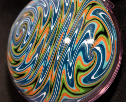 Twisted Wigwag Glass Pendant | Hollow Disk Design | Handblown Art Glass Jewelry | Unique Necklace