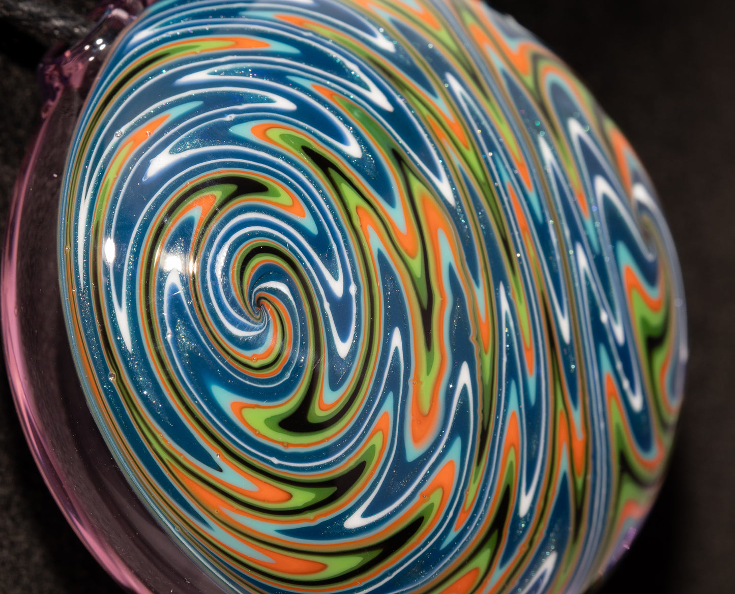 Twisted Wigwag Glass Pendant | Hollow Disk Design | Handblown Art Glass Jewelry | Unique Necklace