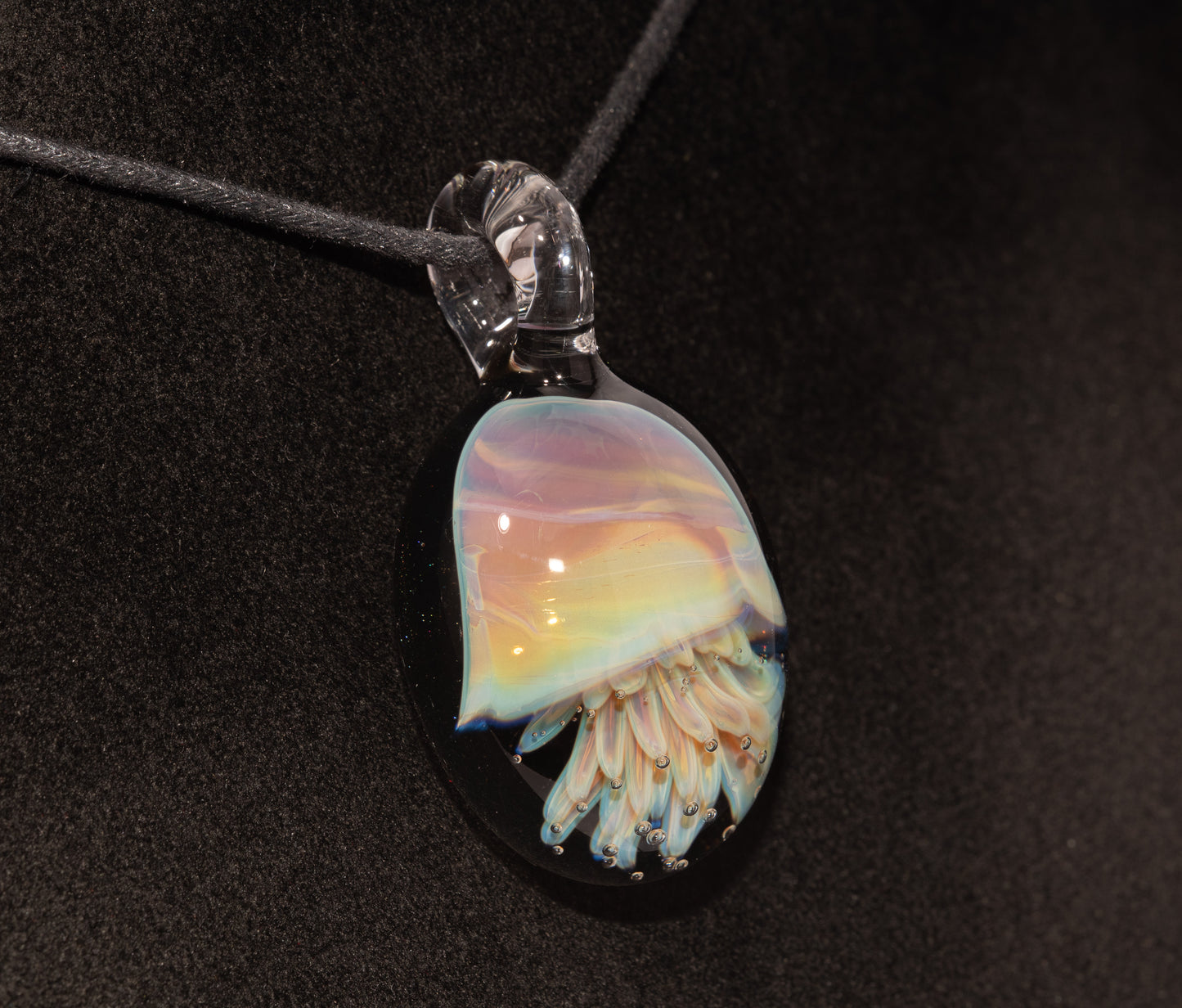 Underwater Jellyfish Pendant | Glass Necklace | Handblown Ocean Art Jewelry | Deep Sea