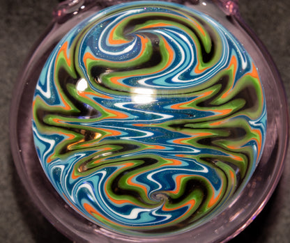 Wigwag Glass Pendant | Hollow Disk Jewelry | Hand-Twisted Art Glass Necklace | Wearable Glass Sculpture