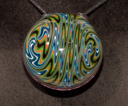 Layered Wigwag Pendant | Hollow Glass Disk | Artisan Blown Glass Jewelry | Handcrafted Necklace
