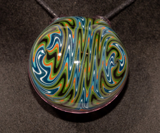 Layered Wigwag Pendant | Hollow Glass Disk | Artisan Blown Glass Jewelry | Handcrafted Necklace