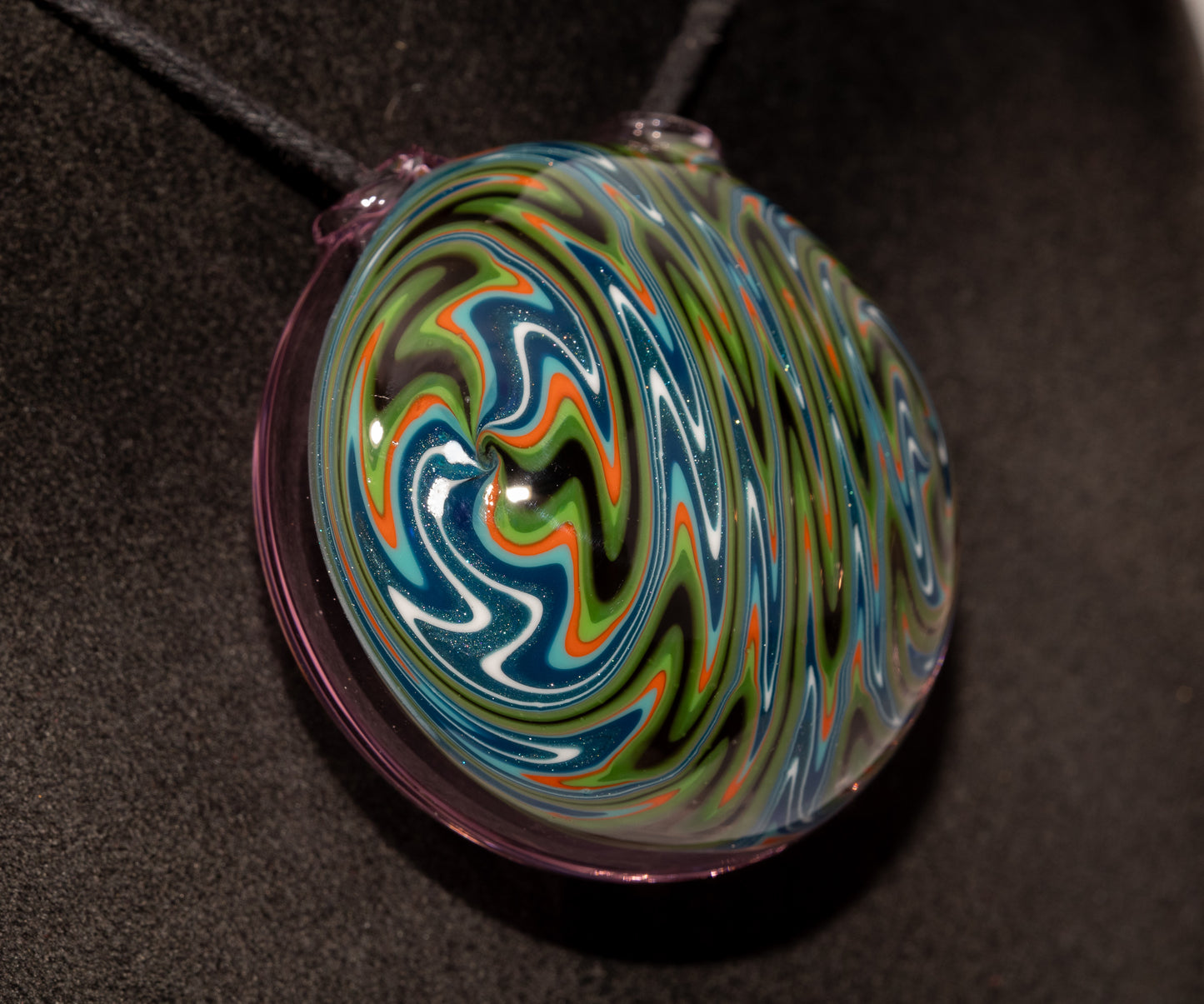Layered Wigwag Pendant | Hollow Glass Disk | Artisan Blown Glass Jewelry | Handcrafted Necklace