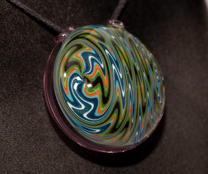 Layered Wigwag Pendant | Hollow Glass Disk | Artisan Blown Glass Jewelry | Handcrafted Necklace