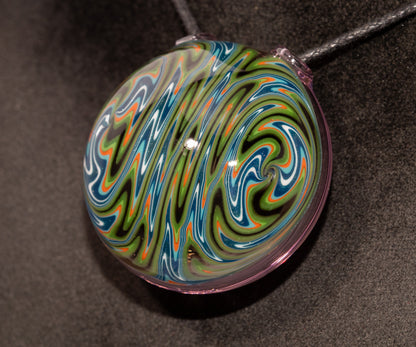 Layered Wigwag Pendant | Hollow Glass Disk | Artisan Blown Glass Jewelry | Handcrafted Necklace