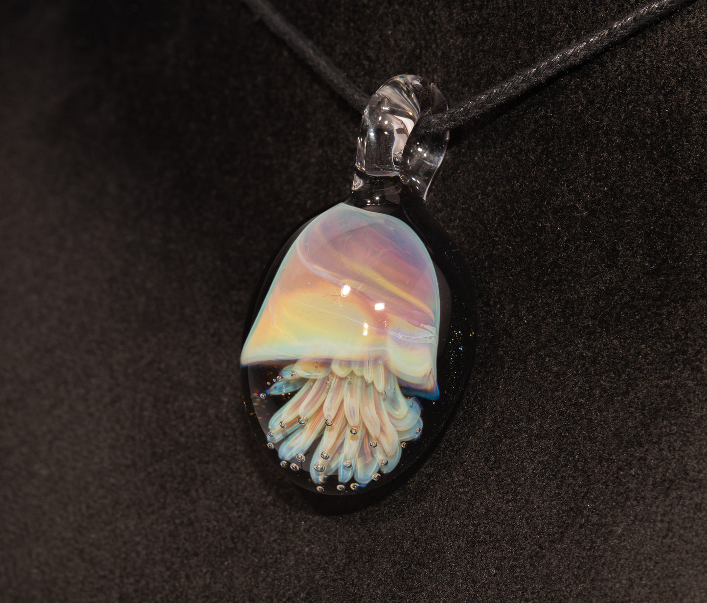Underwater Jellyfish Pendant | Glass Necklace | Handblown Ocean Art Jewelry | Deep Sea