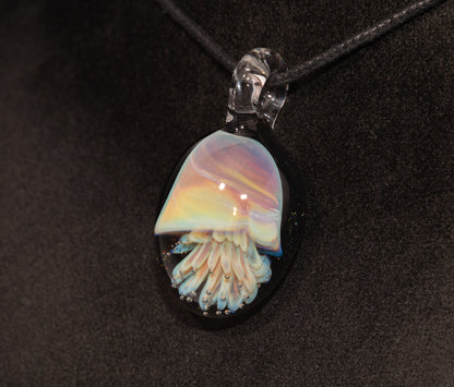 Underwater Jellyfish Pendant | Glass Necklace | Handblown Ocean Art Jewelry | Deep Sea