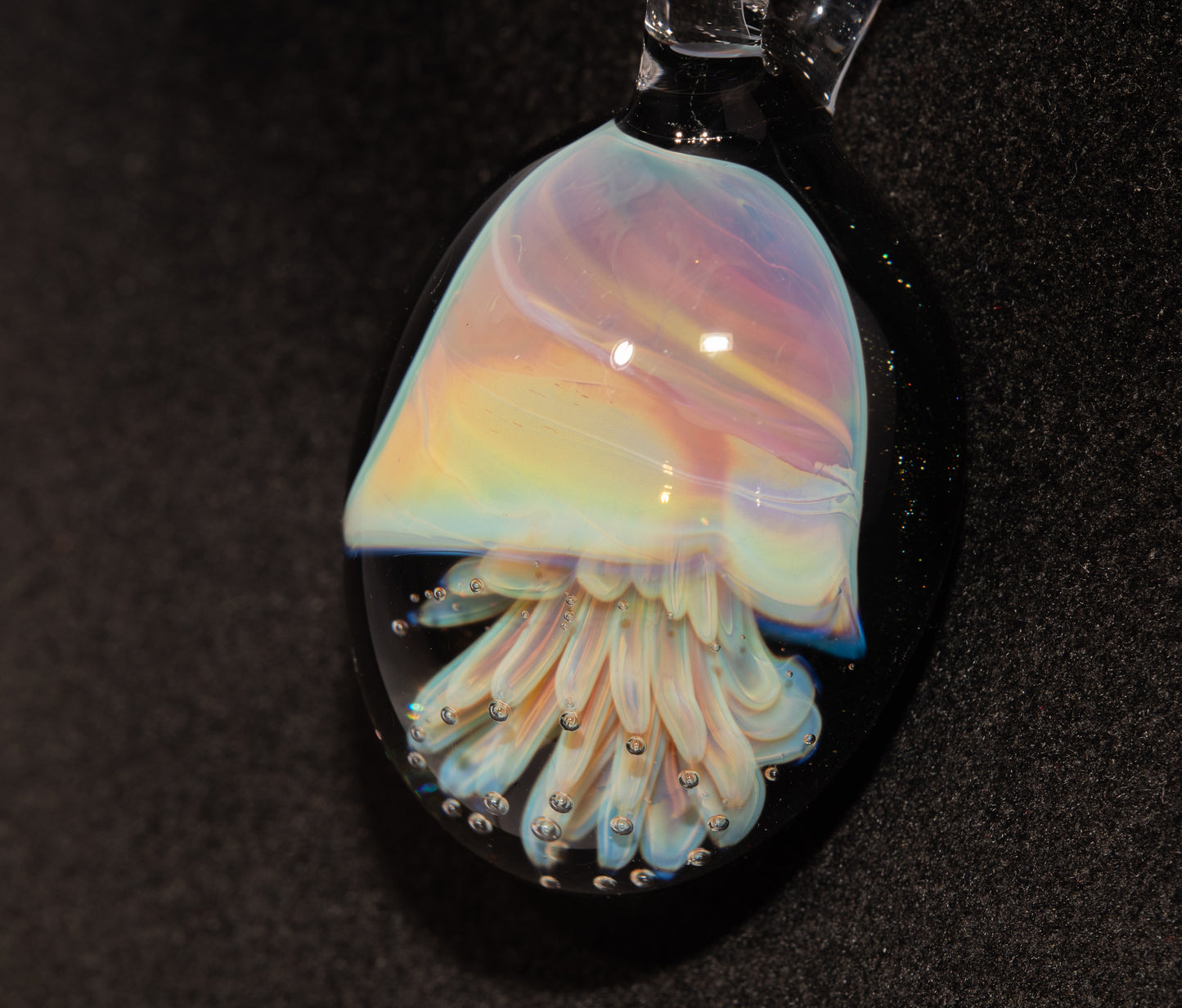 Underwater Jellyfish Pendant | Glass Necklace | Handblown Ocean Art Jewelry | Deep Sea