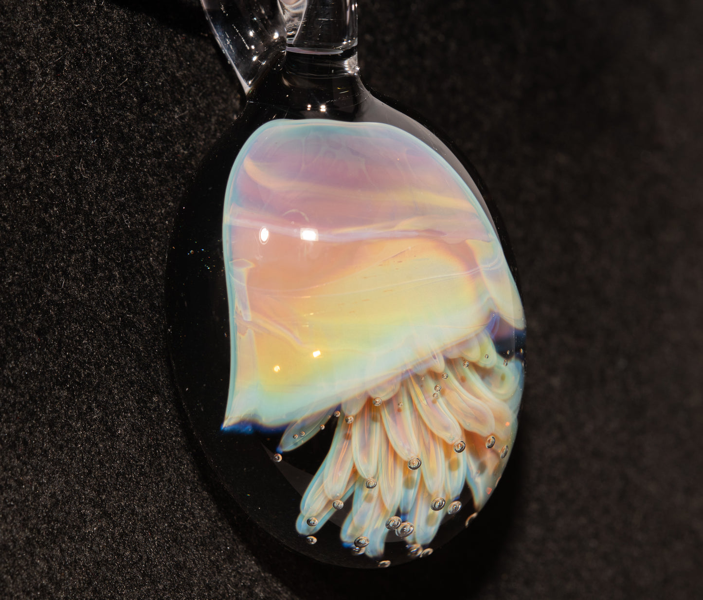 Underwater Jellyfish Pendant | Glass Necklace | Handblown Ocean Art Jewelry | Deep Sea