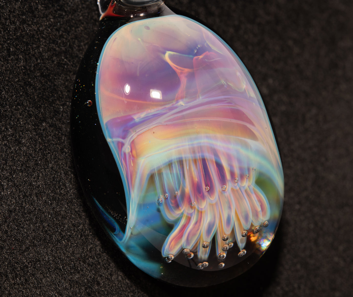 Jellyfish Glass Art Pendant | Handcrafted Ocean Jewelry | Silvered Glass Necklace | Sunlit Sea