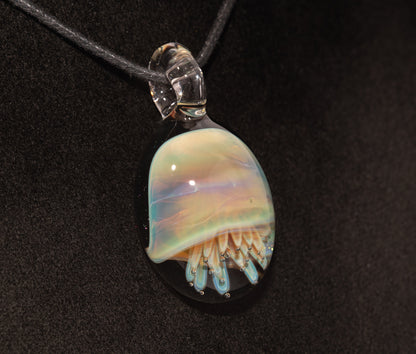 Jellyfish Pendant | Handblown Glass Jewelry | Ocean-Inspired Necklace | Silvered Glass Art | Tropical Vibes